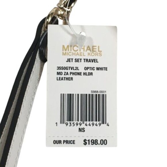 Michael Kors Phone Case Wristlet Wallet Jet Set Travel Leather Zip Optic White - Picture 11 of 16